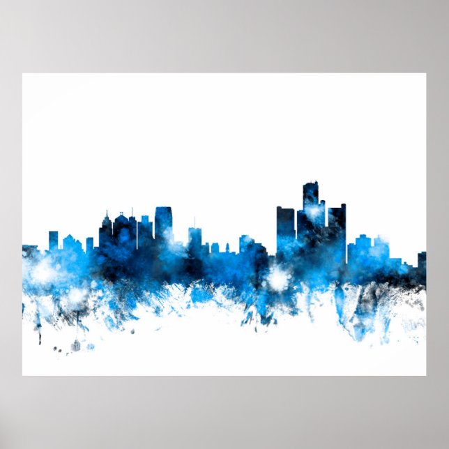 Póster Detroit Michigan Skyline (Frente)