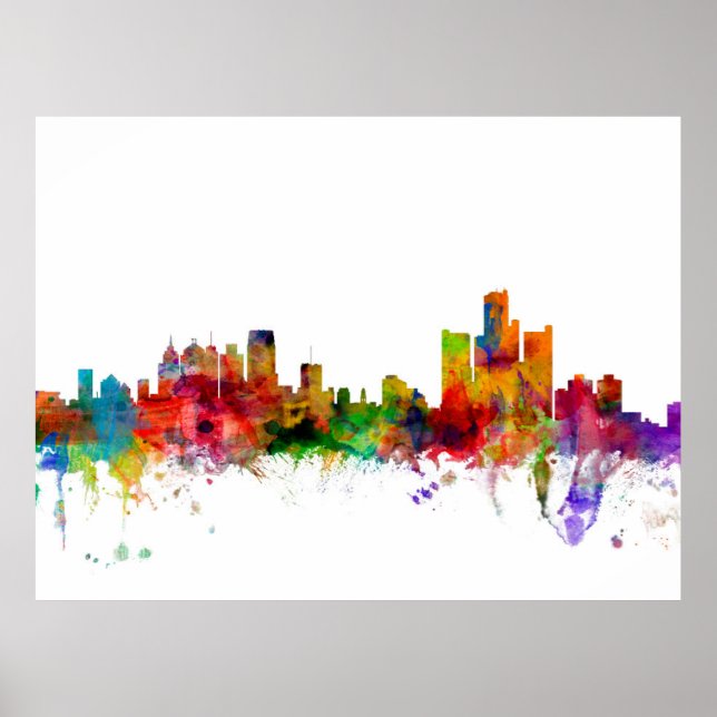 Poster Detroit Michigan Skyline (Frente)