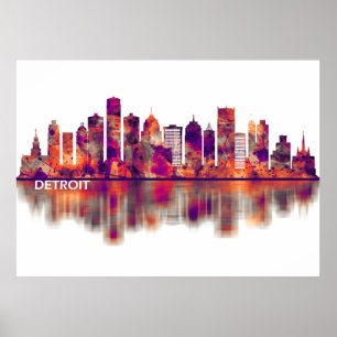 Poster Detroit Michigan Skyline