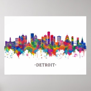 Poster Detroit Michigan Skyline