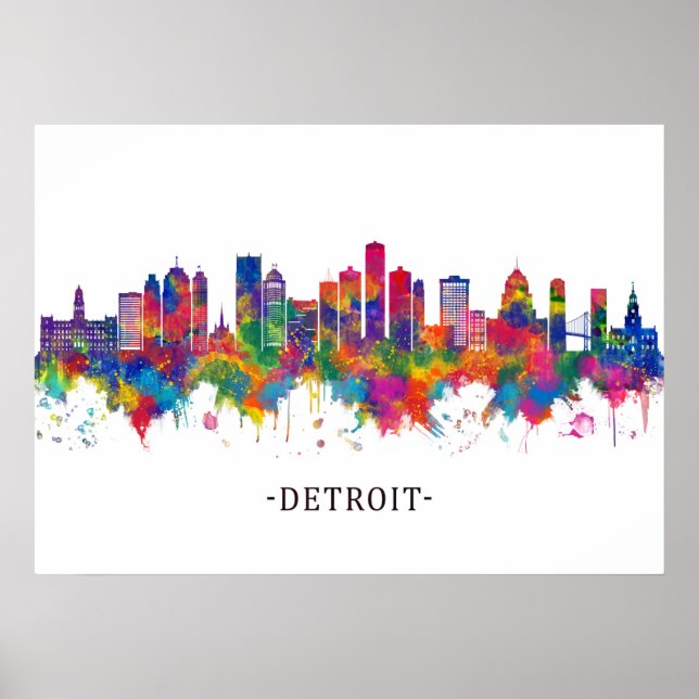 Poster Detroit Michigan Skyline (Frente)