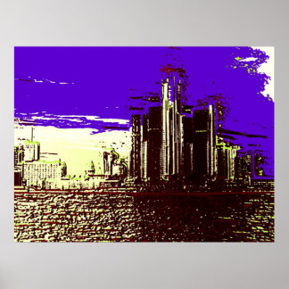 Poster Detroit Skyline