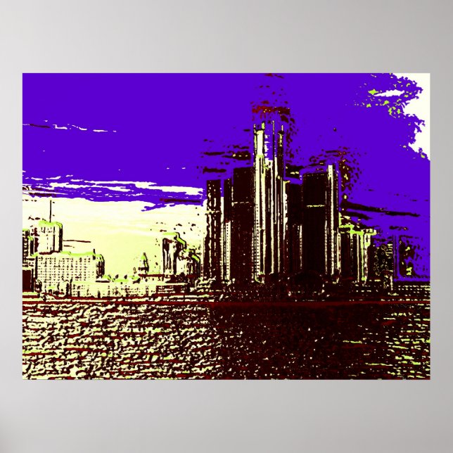 Poster Detroit Skyline (Frente)