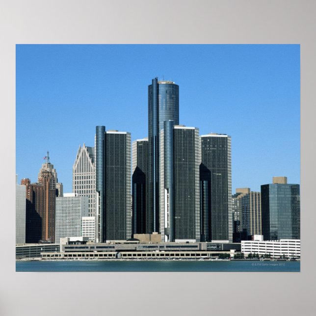 Póster Detroit Skyline 4 (Frente)