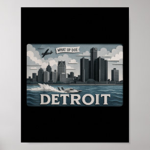 Poster Detroit Skyline Design com o que fazer por cima"