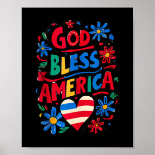 Poster Deus Abençoa a América Patriótica Bandeira Usa Cri