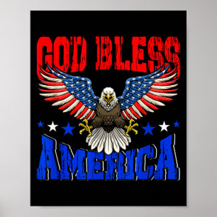 Poster Deus abençoe a águia americana bandeira 4 de julho