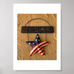 Poster Deus Abençoe a América Estrela Patriótica Sinal de