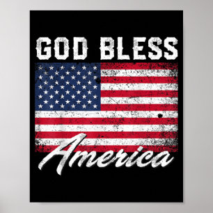 Poster Deus Abençoe a Bandeira dos EUA da América Patriót