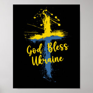 Poster Deus Abençoe a Cruz de Apoio Cristão da Ucrânia Re