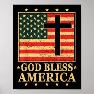 Poster Deus Abençoe América Jesus Cruz Cristã Deus Bíblia