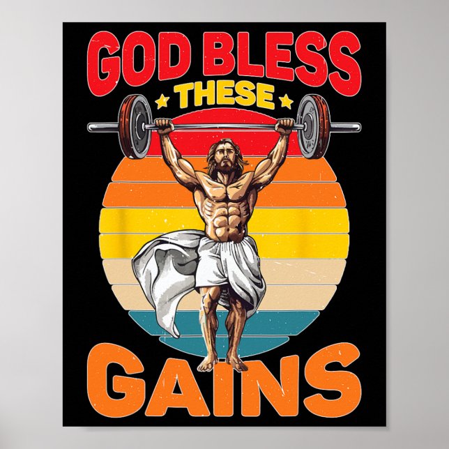 Poster Deus abençoe Destes Ganhos Construção Muscular - (Frente)