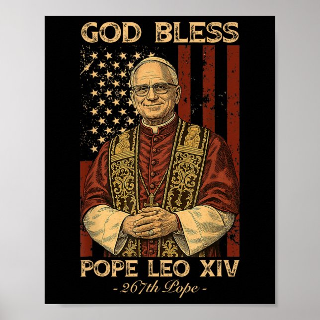 Poster Deus abençoe Leo Xiv Robert Francis Prevost Amer (Frente)