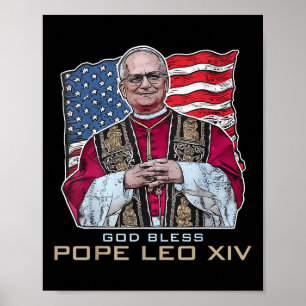 Poster Deus abençoe Leo Xiv Robert New Pope Retro Ameri