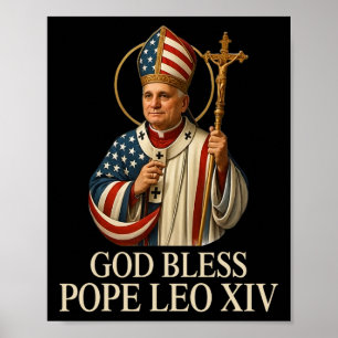 Poster Deus abençoe Novo Papa Leo Xiv Igreja Católica Fé