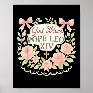 Poster Deus abençoe Papa Leo Xiv Católicos Retrorais