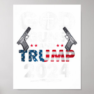 Poster Deus Armas E Trump 2024 U.A. Bandeira Americana _1