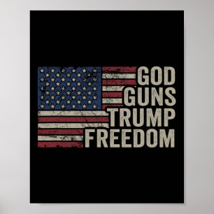 Poster Deus Armas Trump Liberdade - Pro Arma Bandeira EUA