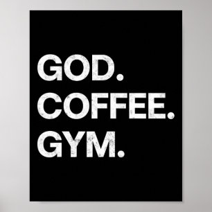 Poster Deus Café Gym Engraçado Christian Workout Tee Jesu