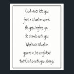 Poster Deus Com Você Nunca Sozinho Inspirador<br><div class="desc">Deus com você nunca é só um inspirador encorajando conforto e uplifagem</div>