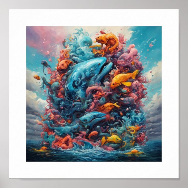 Poster Deus criando criaturas da água (Frente)