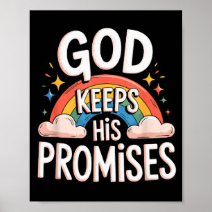 Poster Deus Cristão Cumpre Suas Promessas Nuvens Arco-íri