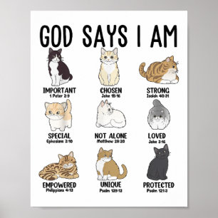Poster Deus Cristão Diz Eu Sou Gata Jesus Garota Adolesce