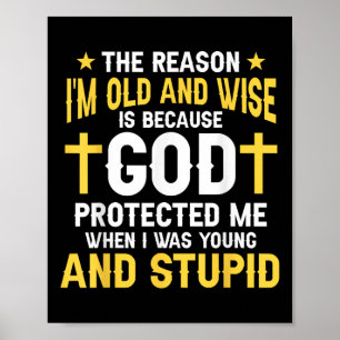 Poster Deus cristão engraçado me protegeu quando eu era j