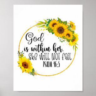 Poster Deus Cristão Floral Está Dentro Dela Ela Não Vai F