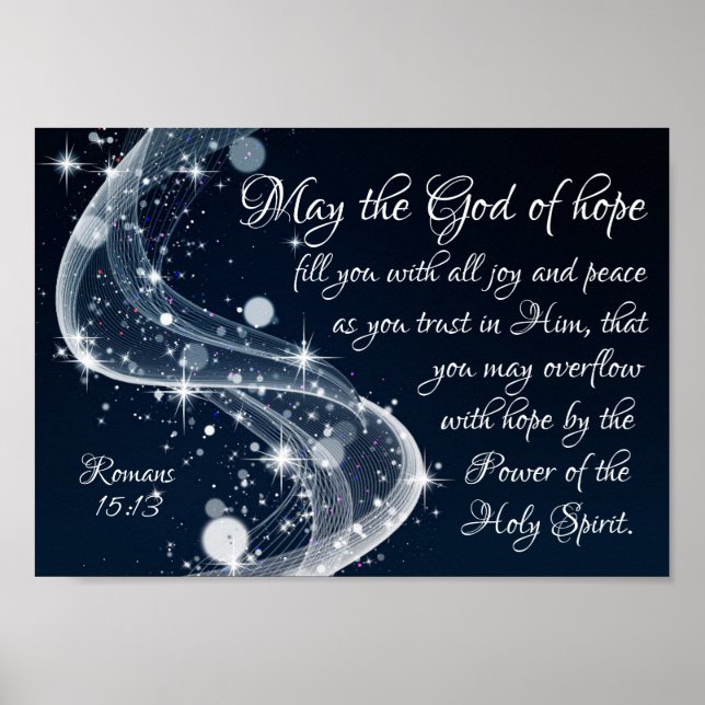 Poster Deus da Esperança, Romanos 15:13 Bíblia Verse, (Frente)