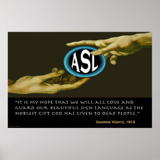 Póster Deus Deu ASL às Pessoas surdas (36"x24")