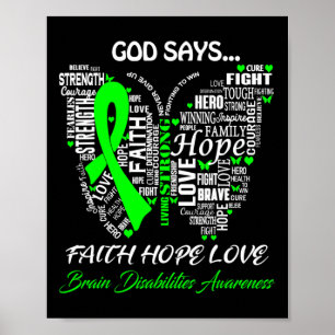 Poster Deus Diga Fé Esperança Ama Deficiência Cerebral Aw