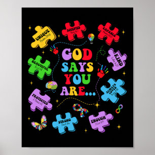 Poster Deus Diga Que Você É Autismo Cristão Jesus Bíblia
