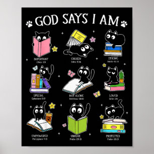 Poster Deus Diz Eu Sou Amante de Livros de Gato Cristão F