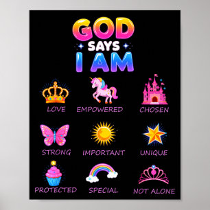 Poster Deus Diz Eu Sou Princesa Fofa Jesus Adolescente Me