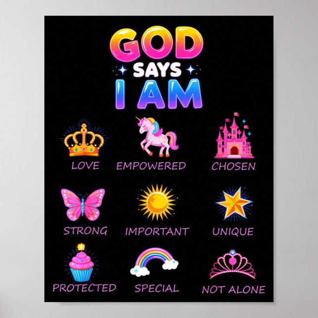 Poster Deus Diz Eu Sou Princesa Fofa Jesus Adolescente Me (Frente)