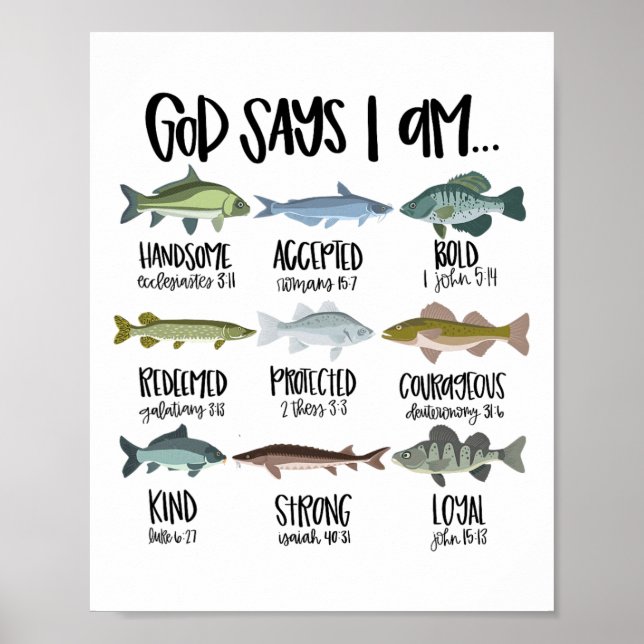 Poster Deus Diz Que Estou Pescando Versículo Bíblico Cris (Frente)