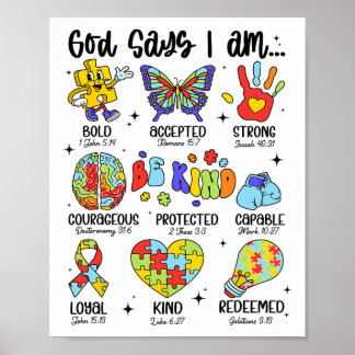 Poster Deus Diz Que Eu Sou Amável Autismo Sensibilização 
