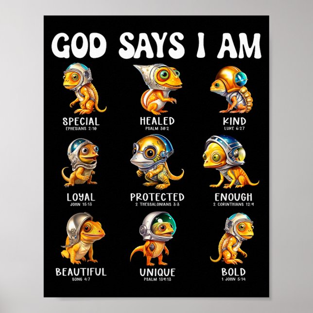 Poster Deus Diz Que Eu Sou Astronauta Réptil Escritura Bí (Frente)