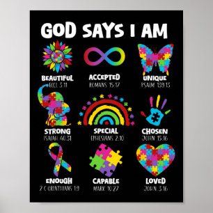 Poster Deus Diz Que Eu Sou Autismo Cristão Menino Menina