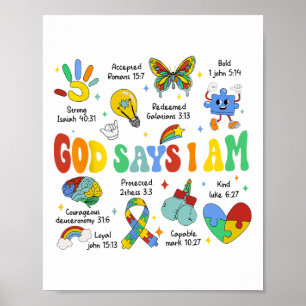 Poster Deus Diz Que Eu Sou Autismo Sensibilizante Criança