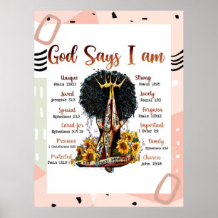 Poster Deus diz que eu sou cristã negra Melanin Sista