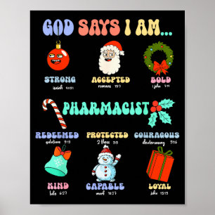 Poster Deus Diz Que Eu Sou Farmacêutico Natal Técnico De