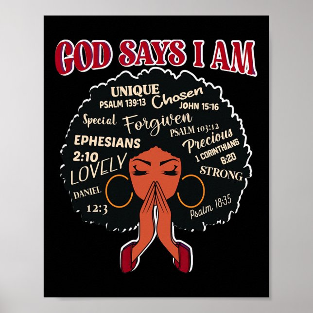 Poster Deus Diz Que Eu Sou Mulher Afro Africana Núbia His (Frente)