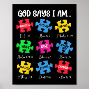 Poster Deus Diz Que Sou Bíblia Verdes O Autismo Cristão A