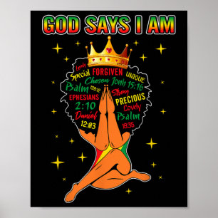 Poster Deus Diz Que Sou Cristã Rainha Negra Afro Mulheres