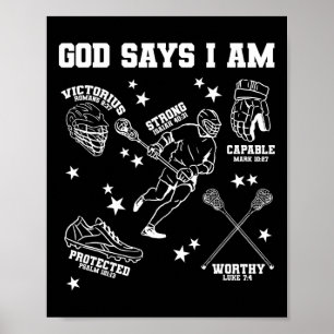 Poster Deus Diz Que Sou Lacrosse Homens Mulheres Cristão