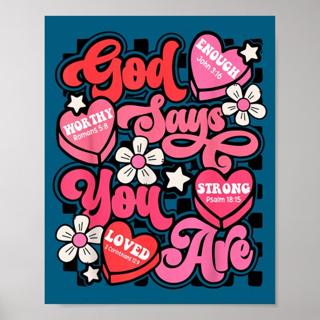 Poster Deus diz você coração de doce valentine's jesus cr (Frente)