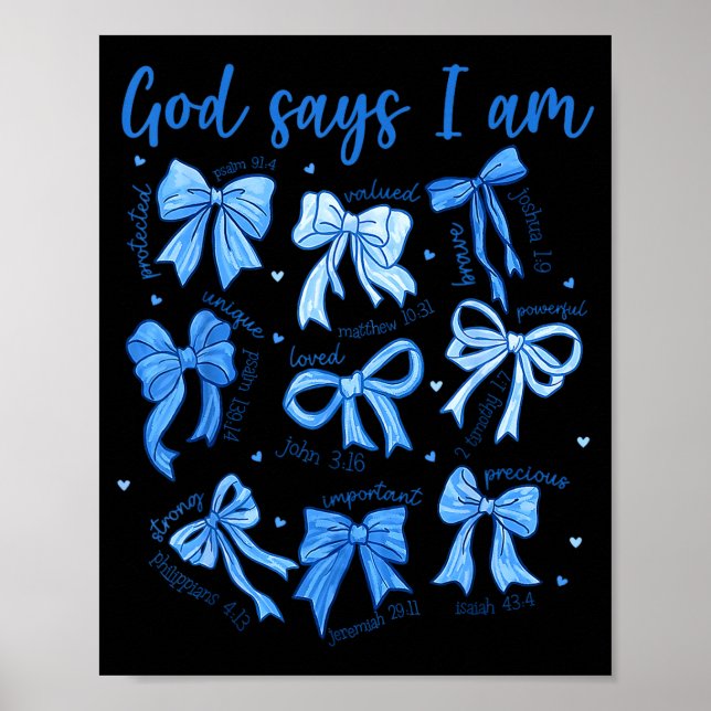 Poster Deus do Laço Azul Digo Eu Sou Cristã Menina Mulher (Frente)
