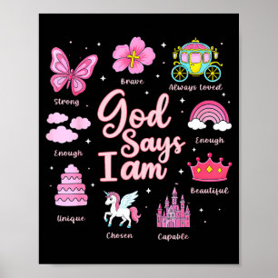 Poster Deus dos Desenhos Diz Eu Sou Menina Princesa Crian